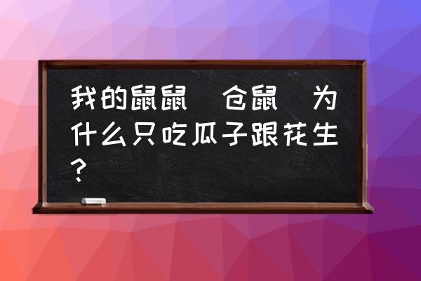 仓鼠为什么只吃饲料瓜子 我的鼠鼠(仓鼠)为什么只吃瓜子跟花生？