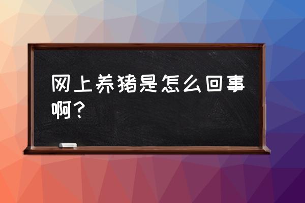 抖音里的养猪是什么 网上养猪是怎么回事啊？