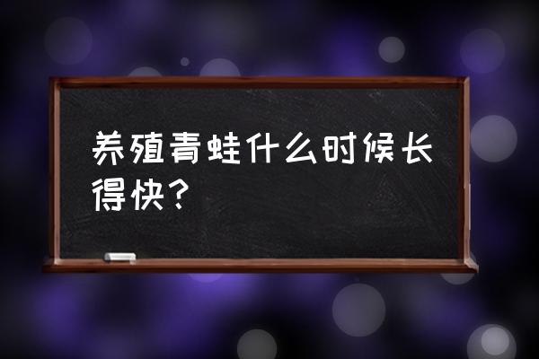 青蛙养殖什么时候最佳 养殖青蛙什么时候长得快？