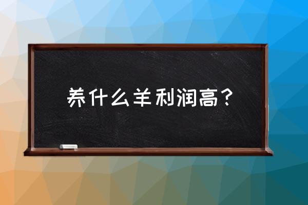 养什么种类的羊利润高 养什么羊利润高？