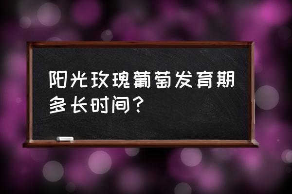 阳光玫瑰葡萄生长期多少天 阳光玫瑰葡萄发育期多长时间？