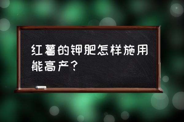 怎么才能让红薯更高产 红薯的钾肥怎样施用能高产？