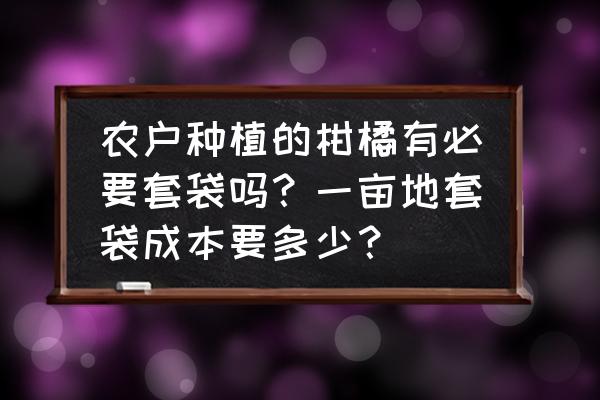 脐橙套袋和不套袋的区别 农户种植的柑橘有必要套袋吗？一亩地套袋成本要多少？