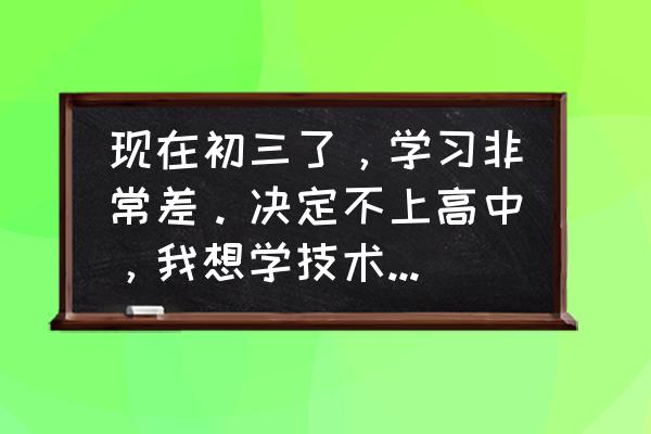 大学学不到东西出来学什么技术 现在初三了，学习非常差。决定不上高中，我想学技术，学什么好？