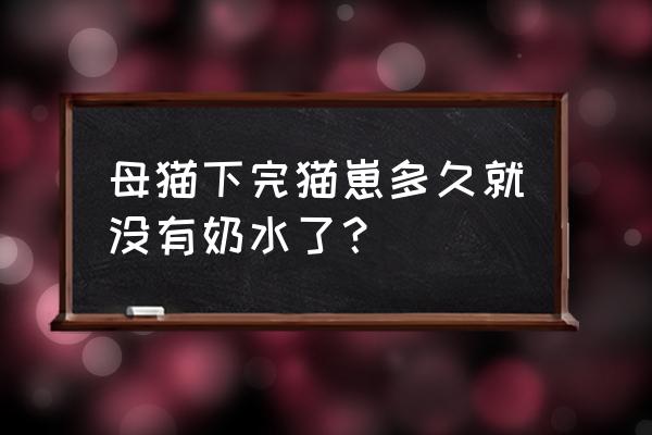 母猫奶水不足快速补救方法 母猫下完猫崽多久就没有奶水了？