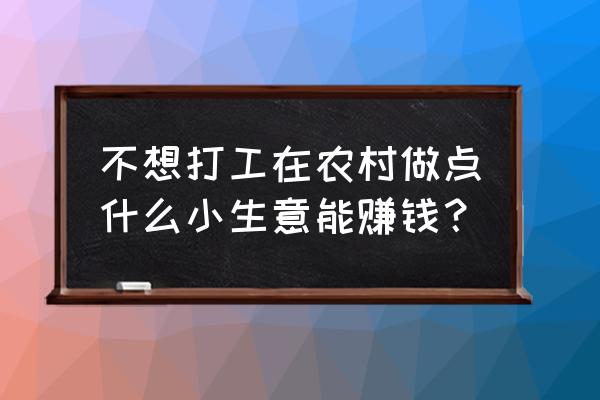 农村水田地可以做什么生意 不想打工在农村做点什么小生意能赚钱？