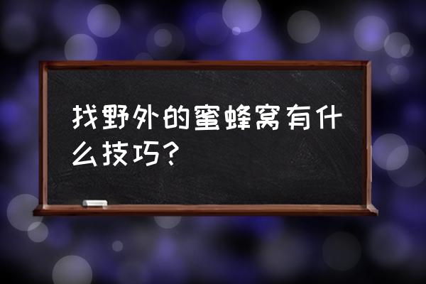 搭建蜜蜂窝需要什么 找野外的蜜蜂窝有什么技巧？