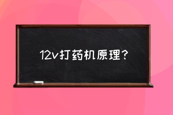 北京玉米打药机原理 12v打药机原理？